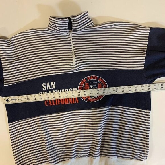 San Francisco Vintage 90s California Stripe Spellout Pullover Sweatshirt Size XL - Picture 11 of 13